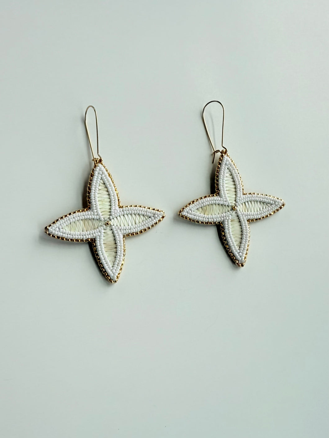 Porcupine Quill Floral Earrings + Natural +