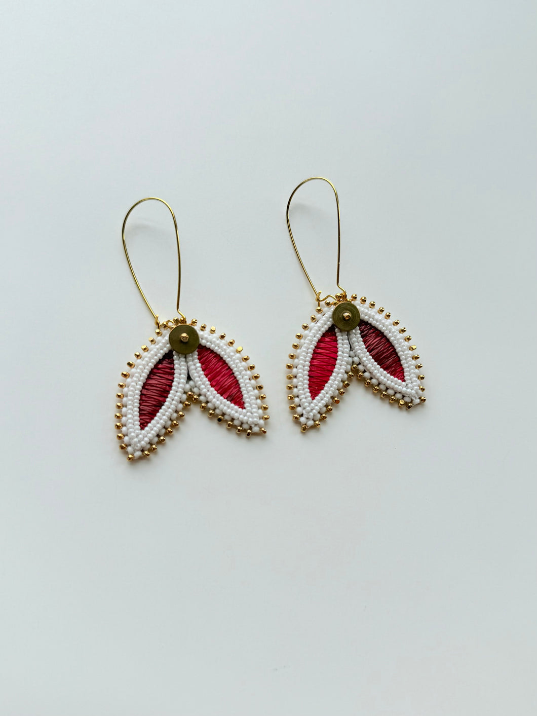 Porcupine Quill Earrings + Reds +