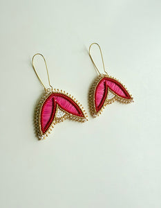 Porcupine Quill Floral Earrings + Hot Pink +