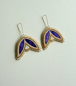 Porcupine Quill Floral Earrings + Purple +