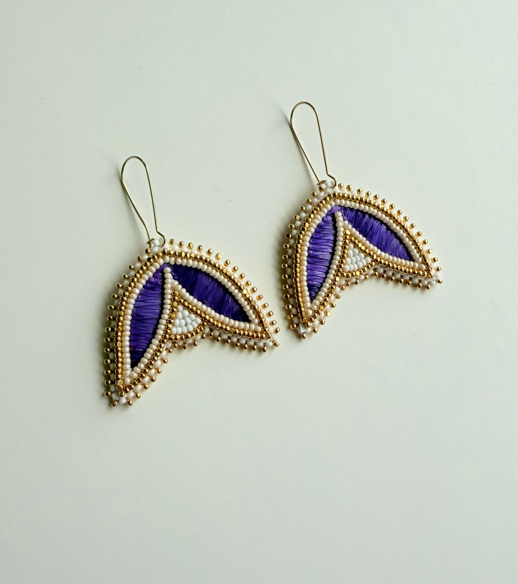 Porcupine Quill Floral Earrings + Purple +