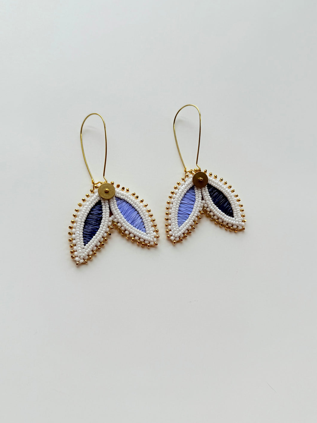 Porcupine Quill Earrings + Blues +