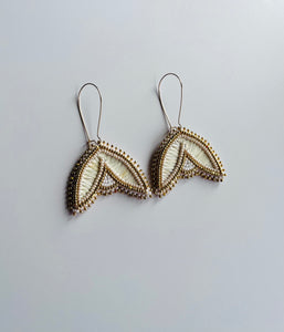 Porcupine Quill Floral Earrings + Natural +