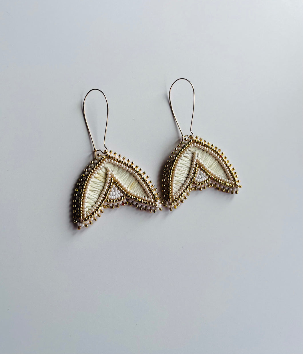 Porcupine Quill Floral Earrings + Natural +