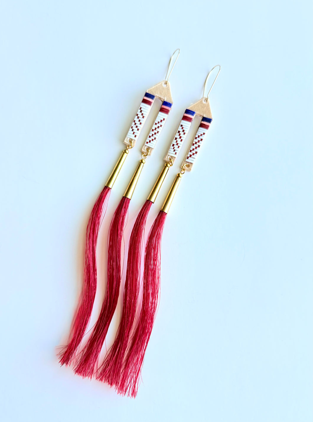 Porcupine Quill Earrings + Red +