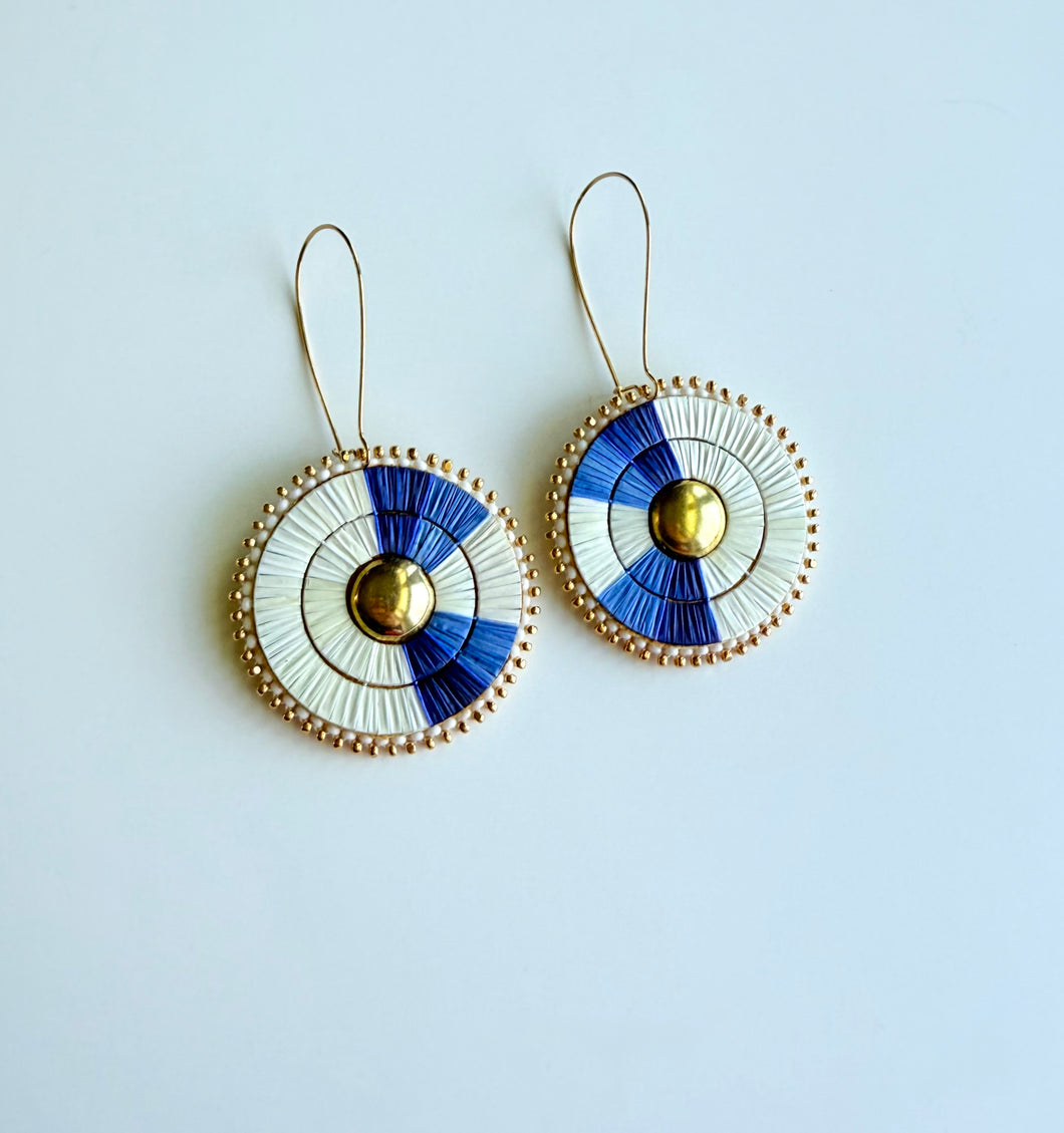 Porcupine Quill 2-Band Earrings + May Blue +