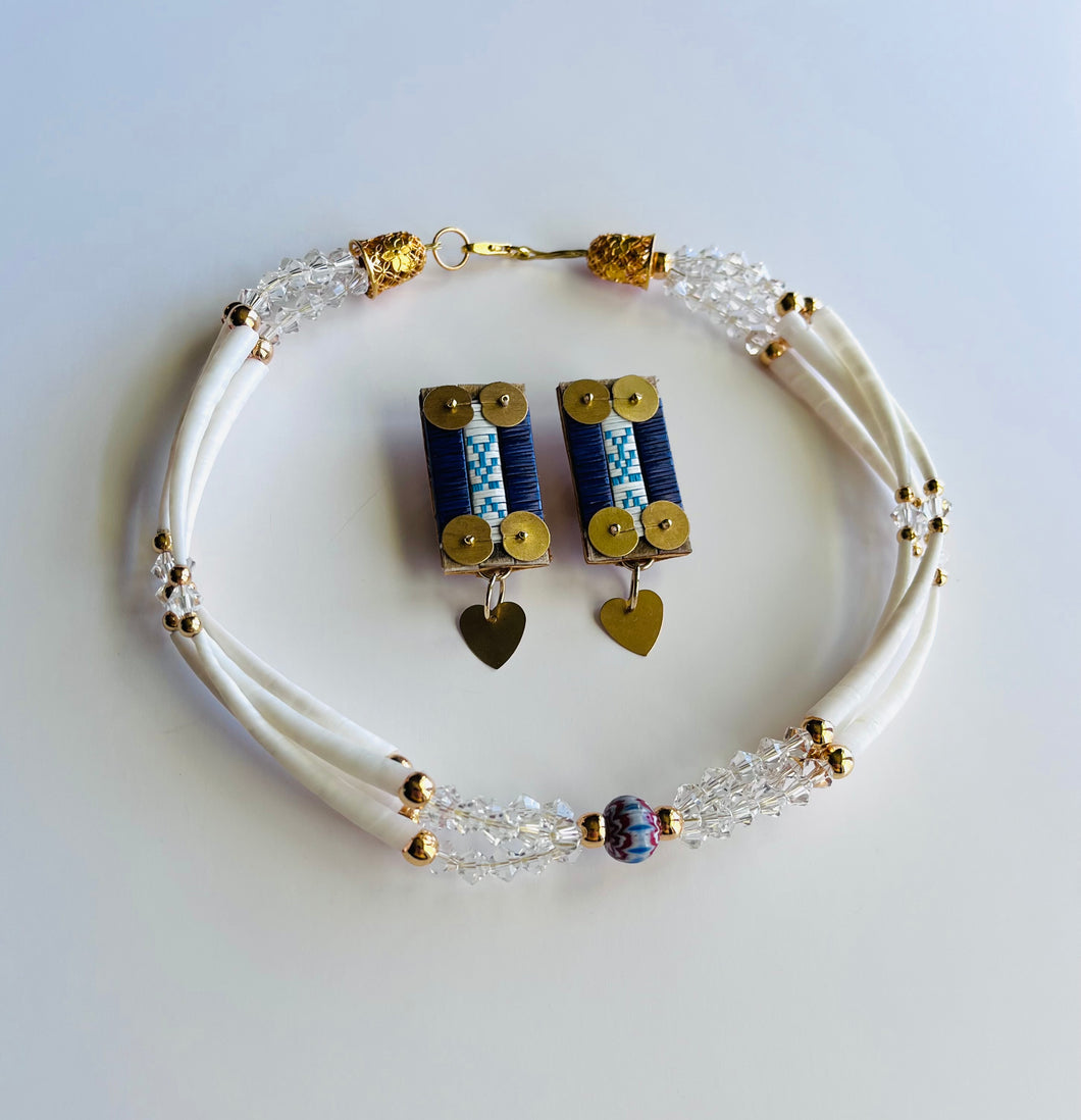 Dentalium Collar Necklace Set + Brass Panels +
