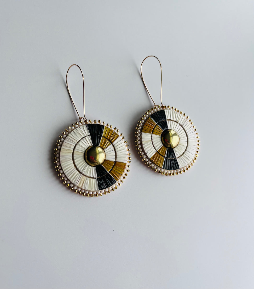 Porcupine Quill 2-Band Earrings + Black & Gold +