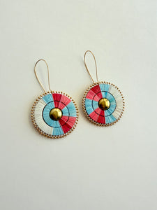 Porcupine Quill 2-Band Earrings + Pinks & Blue +