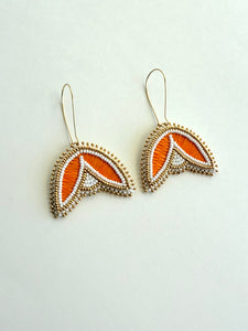 Porcupine Quill Floral Earrings + Orange +